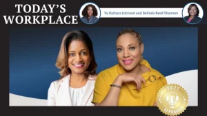 Graphic showing Donna Hughes and three other women that are featured in the Today's Workplace podcast