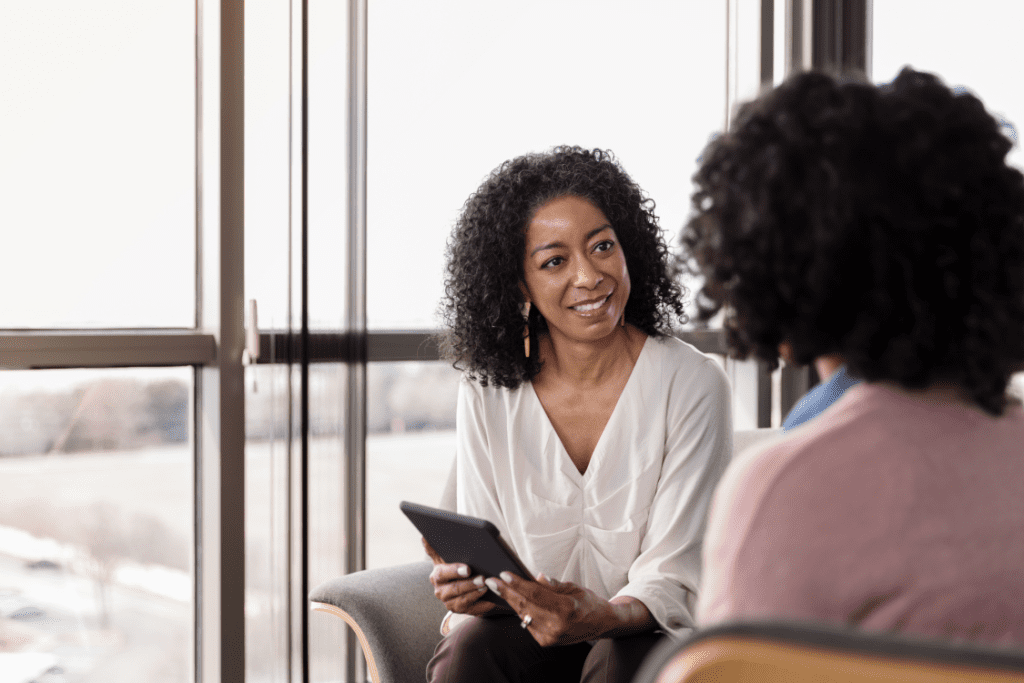 Two women in an executive coaching session
