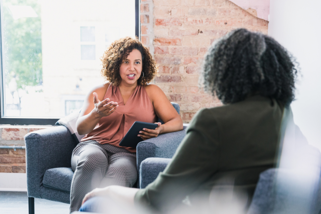 Two women in an executive coaching session